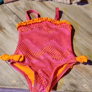 Penelope Mack Pink and Orange Kids One Piece Swimsuit